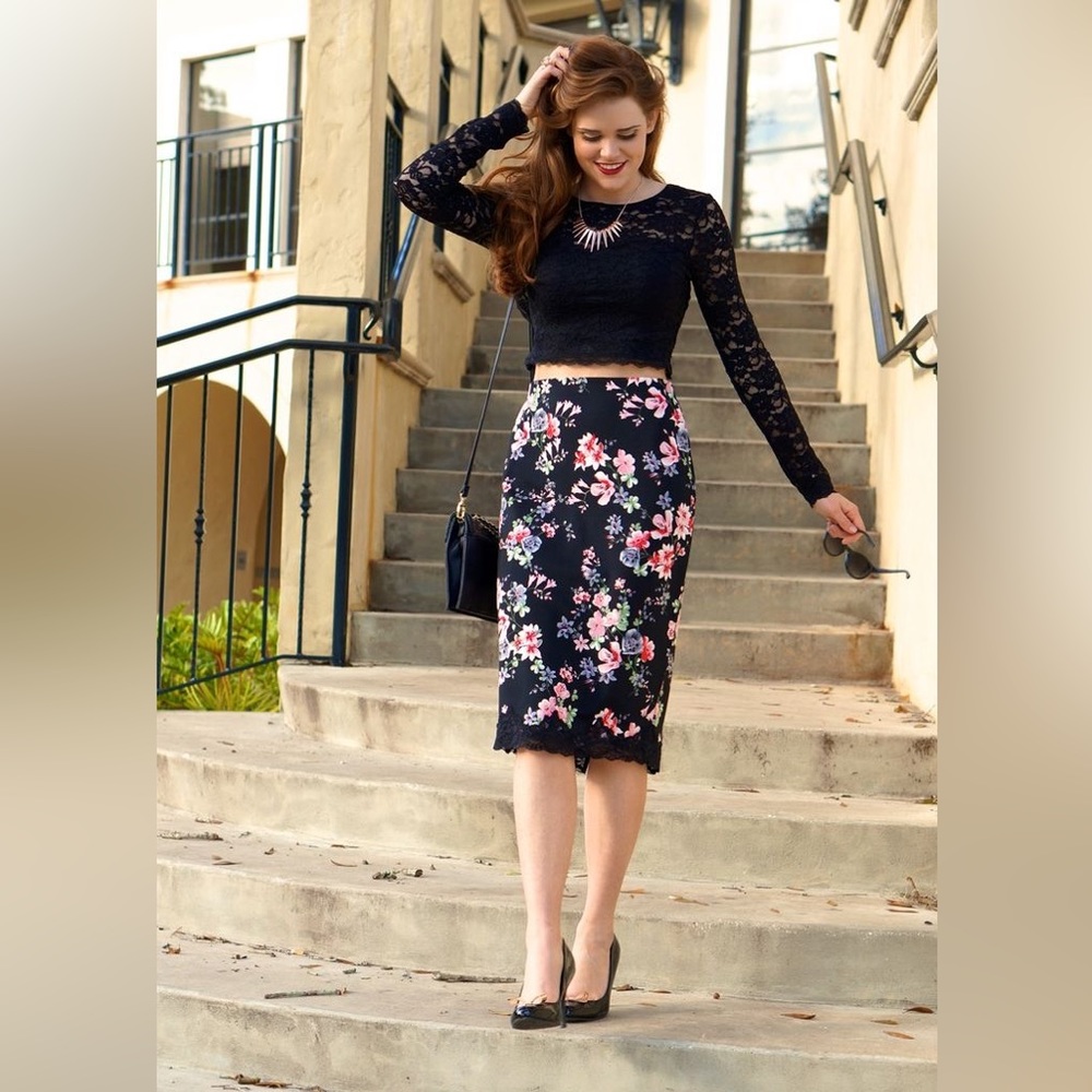 Express Floral Pencil Skirt